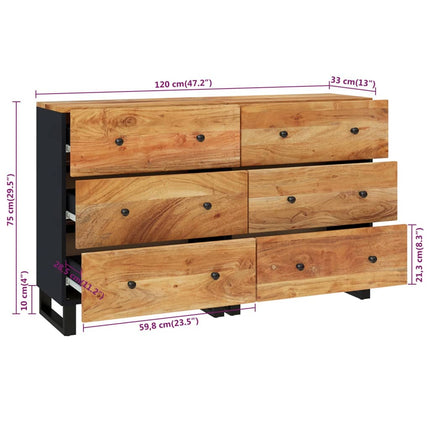 Skänk 2 delar 60x33x75 cm massivt akaciaträ