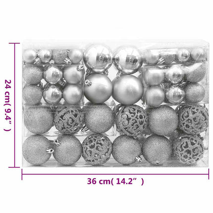 Julgranskulor 111 delar silver polystyren