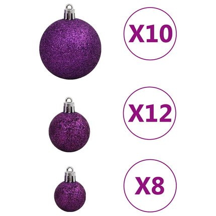 Julgranskulor 111 delar lila polystyren