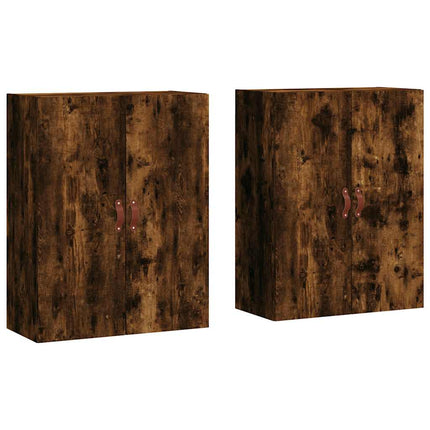 Väggskåp 2 st rökfärgad ek 69,5x34x90 cm