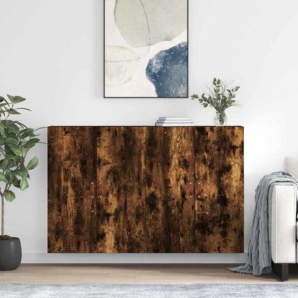 Väggskåp 2 st rökfärgad ek 69,5x34x90 cm