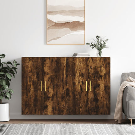 Väggskåp 2 st rökfärgad ek 69,5x34x90 cm