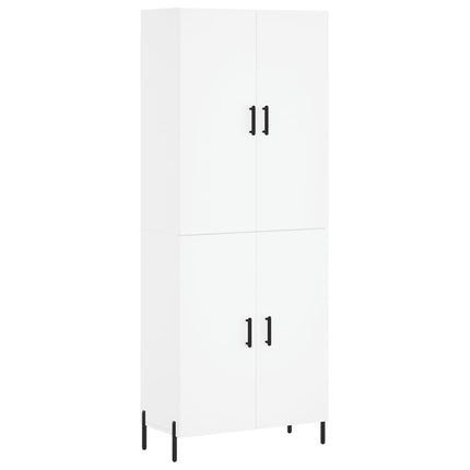 Högskåp vit 69,5x34x180 cm konstruerat trä