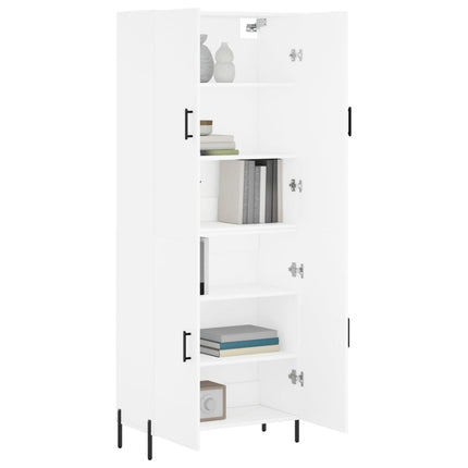 Högskåp vit 69,5x34x180 cm konstruerat trä