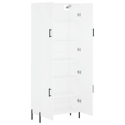Högskåp vit 69,5x34x180 cm konstruerat trä