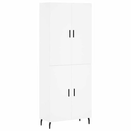 Högskåp vit 69,5x34x180 cm konstruerat trä