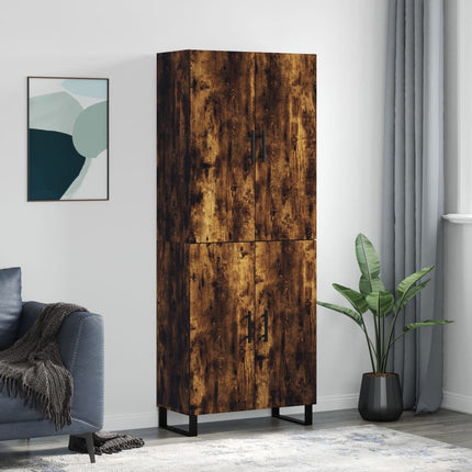Högskåp rökfärgad ek 69,5x34x180 cm konstruerat trä