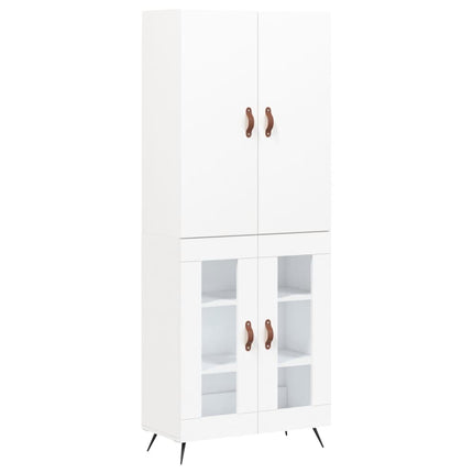 Högskåp vit 69,5x34x180 cm konstruerat trä