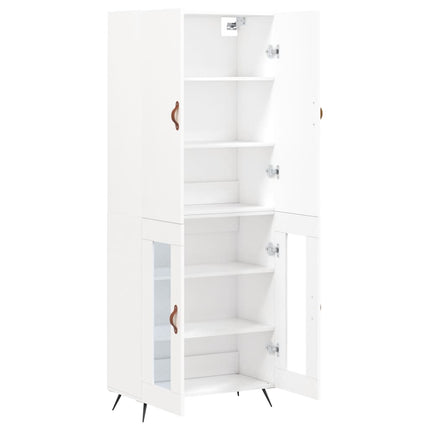 Högskåp vit 69,5x34x180 cm konstruerat trä