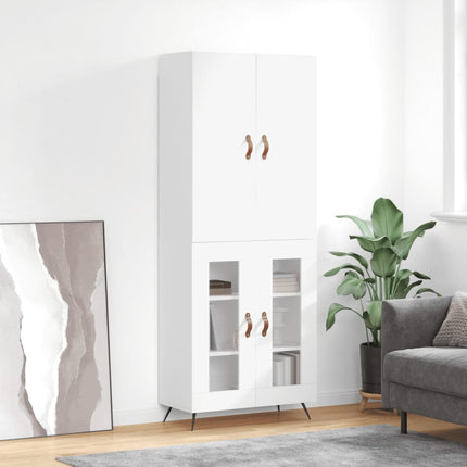 Högskåp vit 69,5x34x180 cm konstruerat trä