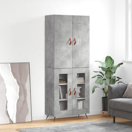 Högskåp betonggrå 69,5x34x180 cm konstruerat trä