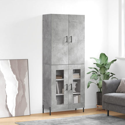 Högskåp betonggrå 69,5x34x180 cm konstruerat trä