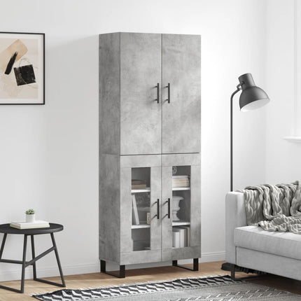 Högskåp betonggrå 69,5x34x180 cm konstruerat trä