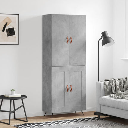 Högskåp betonggrå 69,5x34x180 cm konstruerat trä