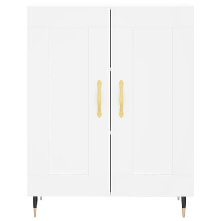 Högskåp vit 69,5x34x180 cm konstruerat trä