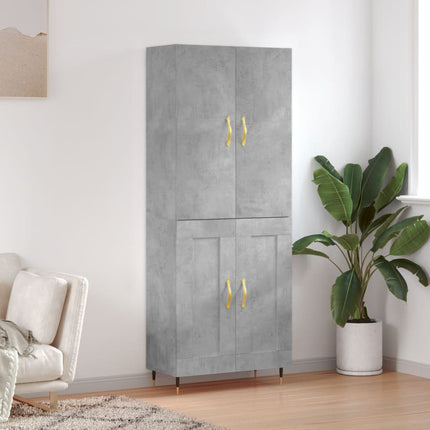 Högskåp betonggrå 69,5x34x180 cm konstruerat trä
