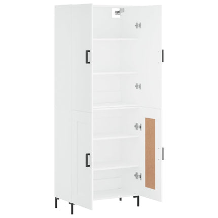 Högskåp vit 69,5x34x180 cm konstruerat trä