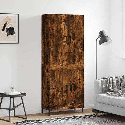 Högskåp rökfärgad ek 69,5x34x180 cm konstruerat trä