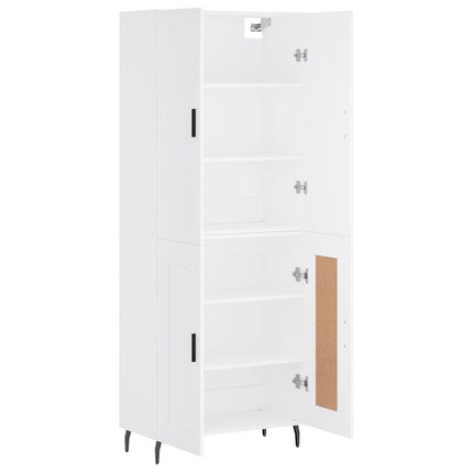 Högskåp vit 69,5x34x180 cm konstruerat trä