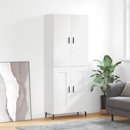 Högskåp vit 69,5x34x180 cm konstruerat trä
