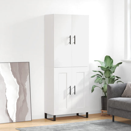 Högskåp vit 69,5x34x180 cm konstruerat trä