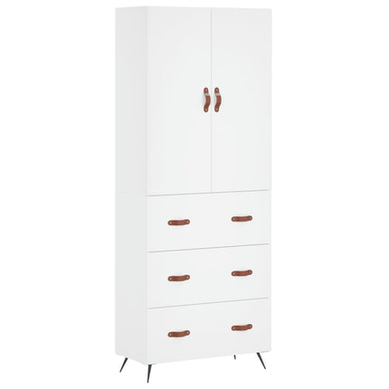 Högskåp vit 69,5x34x180 cm konstruerat trä