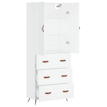 Högskåp vit 69,5x34x180 cm konstruerat trä