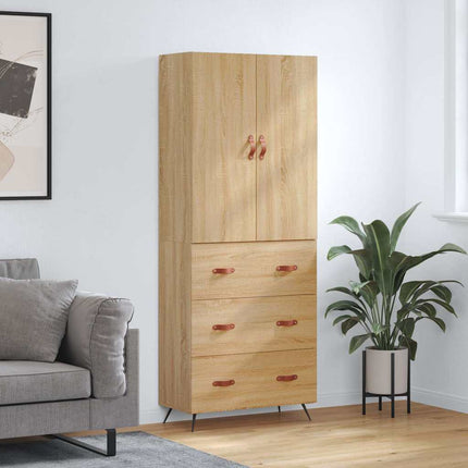Högskåp sonoma-ek 69,5x34x180 cm konstruerat trä