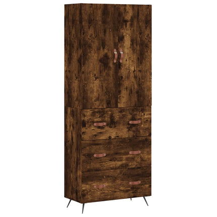 Högskåp rökfärgad ek 69,5x34x180 cm konstruerat trä