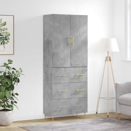 Högskåp betonggrå 69,5x34x180 cm konstruerat trä