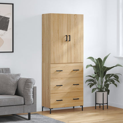 Högskåp sonoma-ek 69,5x34x180 cm konstruerat trä