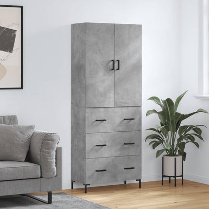 Högskåp betonggrå 69,5x34x180 cm konstruerat trä