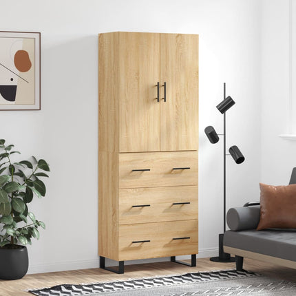 Högskåp sonoma-ek 69,5x34x180 cm konstruerat trä