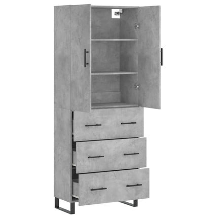 Högskåp betonggrå 69,5x34x180 cm konstruerat trä