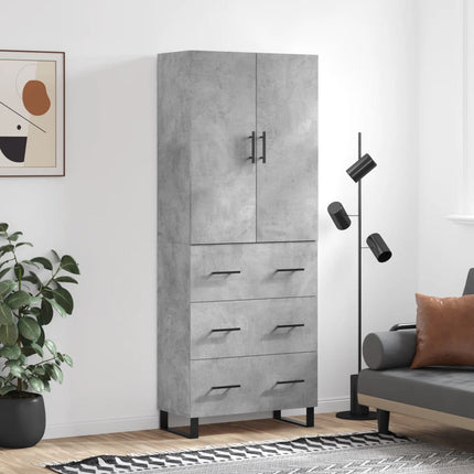Högskåp betonggrå 69,5x34x180 cm konstruerat trä