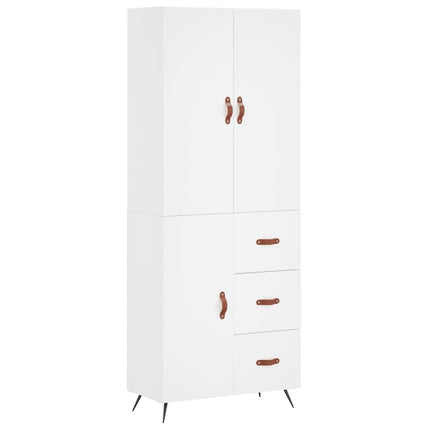 Högskåp vit 69,5x34x180 cm konstruerat trä