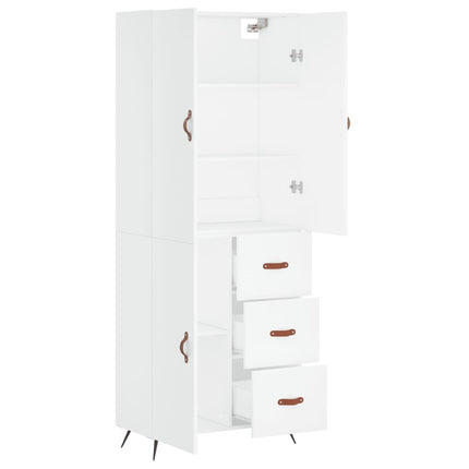 Högskåp vit 69,5x34x180 cm konstruerat trä