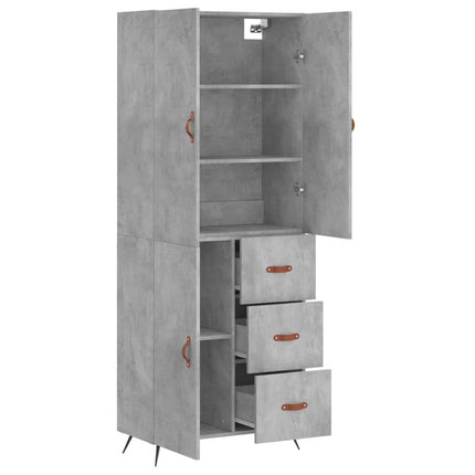 Högskåp betonggrå 69,5x34x180 cm konstruerat trä