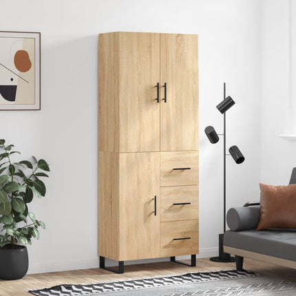 Högskåp sonoma-ek 69,5x34x180 cm konstruerat trä