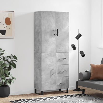 Högskåp betonggrå 69,5x34x180 cm konstruerat trä