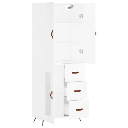 Högskåp vit 69,5x34x180 cm konstruerat trä