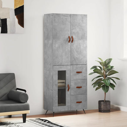 Högskåp betonggrå 69,5x34x180 cm konstruerat trä