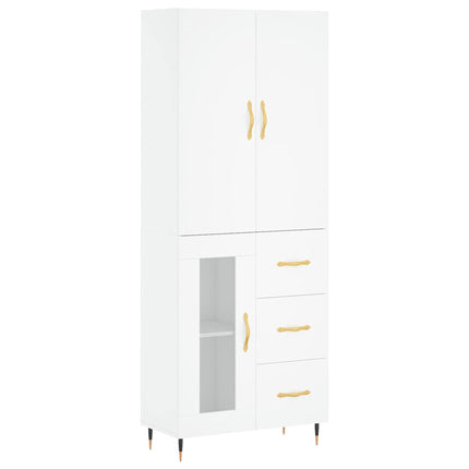 Högskåp vit 69,5x34x180 cm konstruerat trä