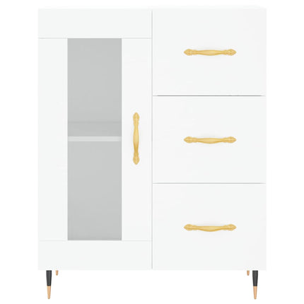 Högskåp vit 69,5x34x180 cm konstruerat trä