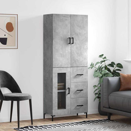 Högskåp betonggrå 69,5x34x180 cm konstruerat trä