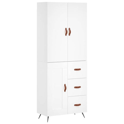 Högskåp vit 69,5x34x180 cm konstruerat trä
