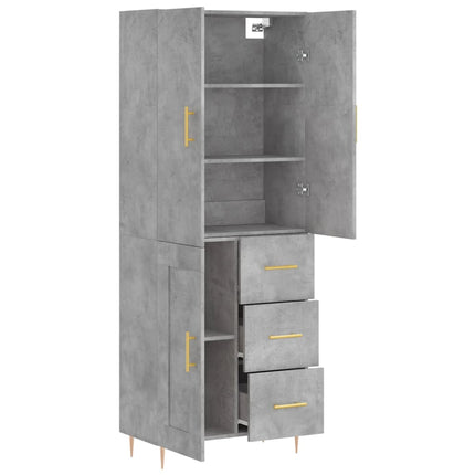 Högskåp betonggrå 69,5x34x180 cm konstruerat trä