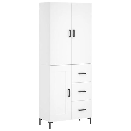 Högskåp vit 69,5x34x180 cm konstruerat trä