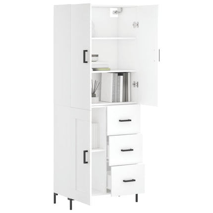 Högskåp vit 69,5x34x180 cm konstruerat trä