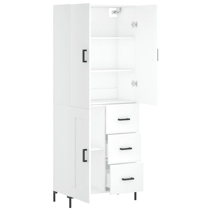 Högskåp vit 69,5x34x180 cm konstruerat trä